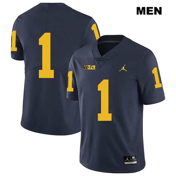 Men's NCAA Michigan Wolverines Ambry Thomas #1 No Name Navy Jordan Brand Authentic Stitched Legend Football College Jersey DA25W25XL